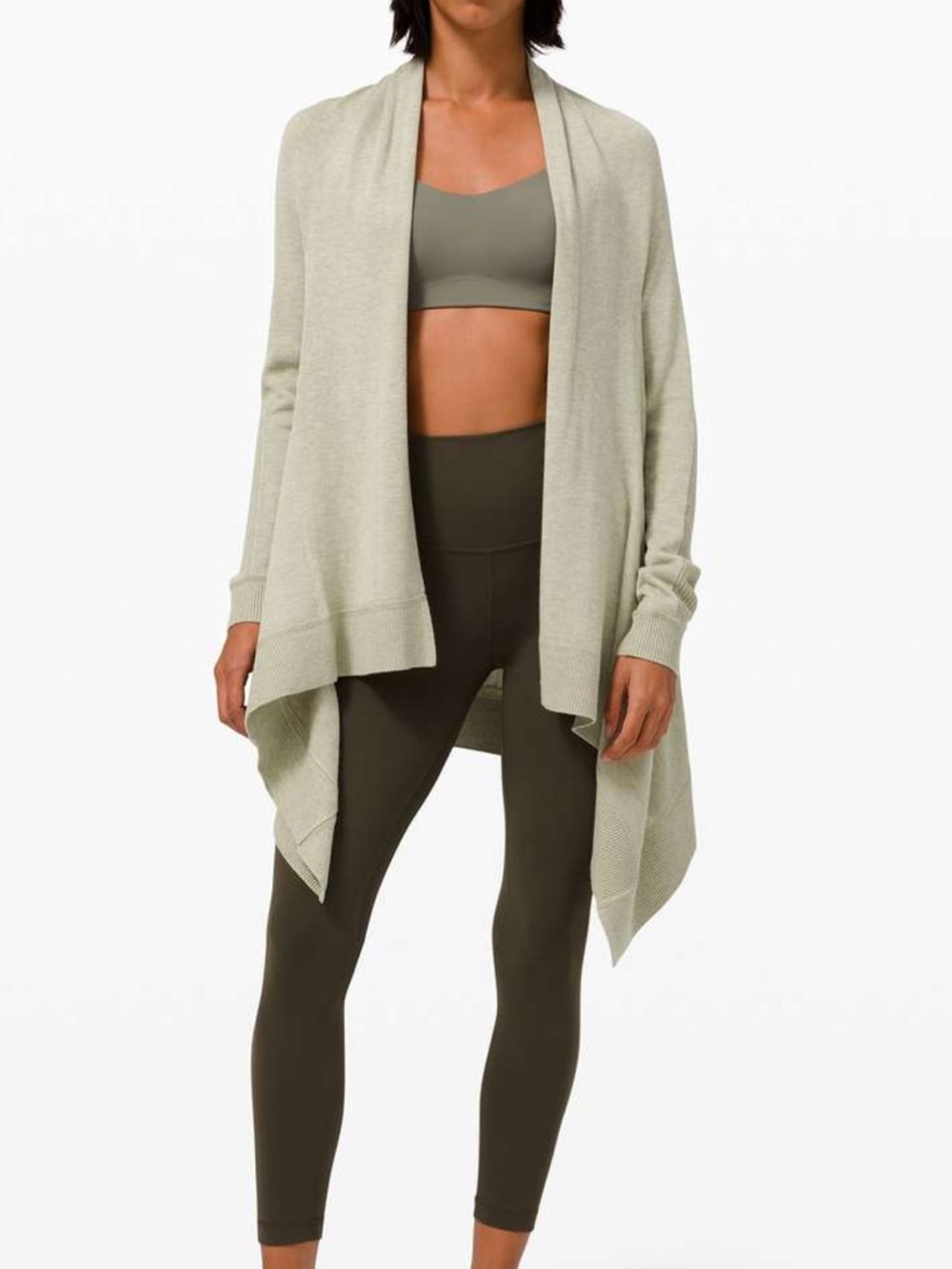 lululemon athletica Light Sage Draped Open-Front Sweater Cardigan